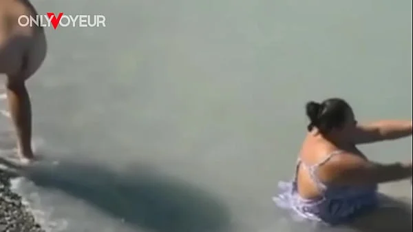 Beach Voyeur. Lucky guy caught BBW size mermaid in the sea